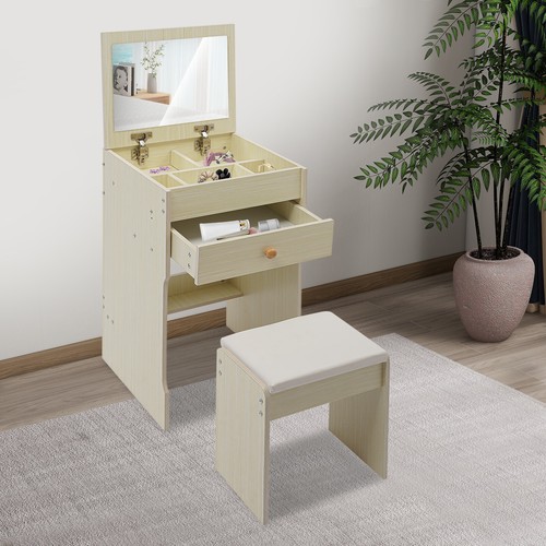 White oak color vanity table - white,